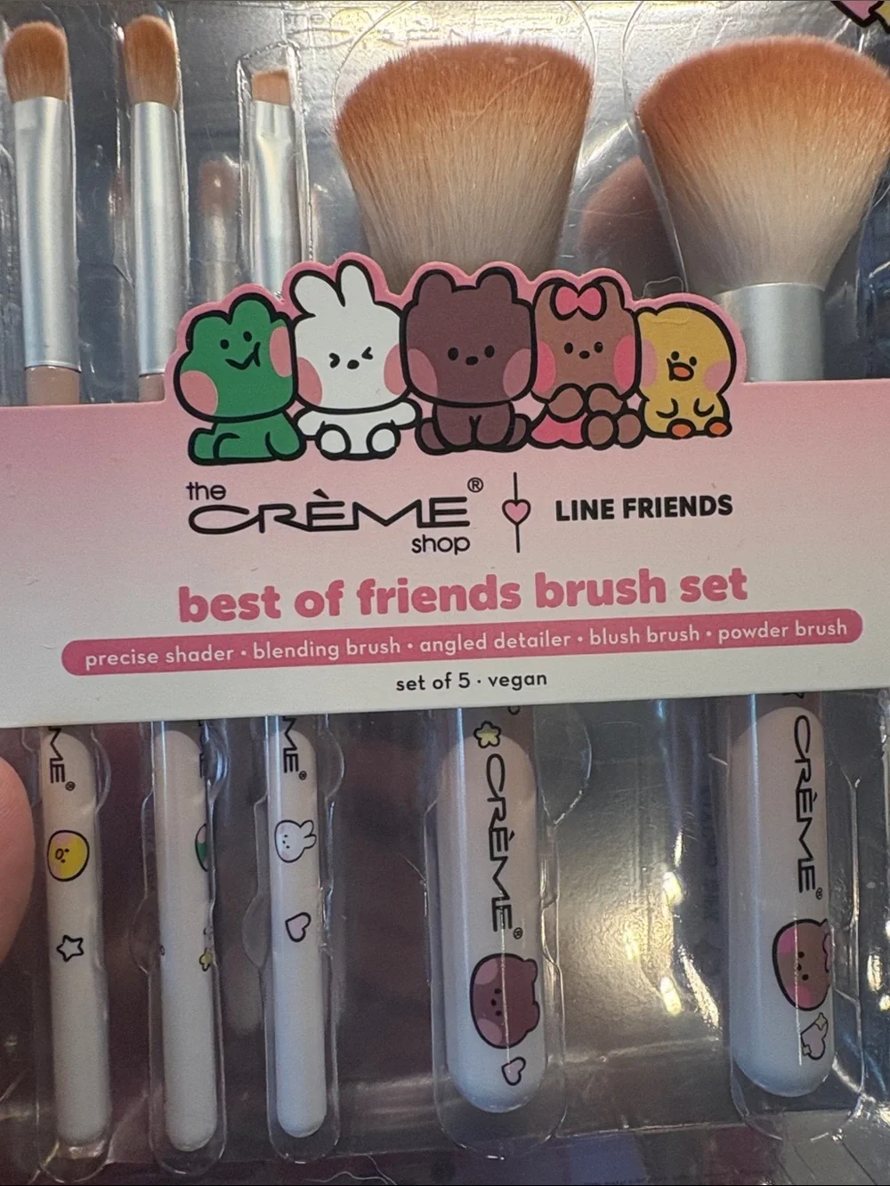 The Crème Shop x LINE FRIENDS Pink & White Best of Friends 5-Piece Brush Set
